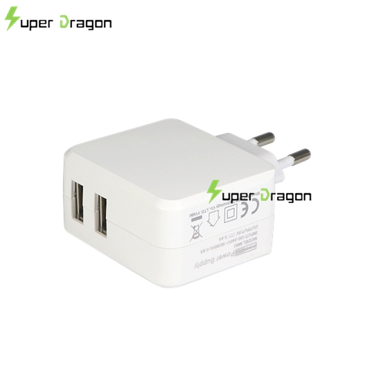 5V 3.4A 4.8A US EU Dual Port With 2 Smart IC USB Charger 5V 3.4A 4.8A US EU Dual Port With 2 Smart IC USB Charger