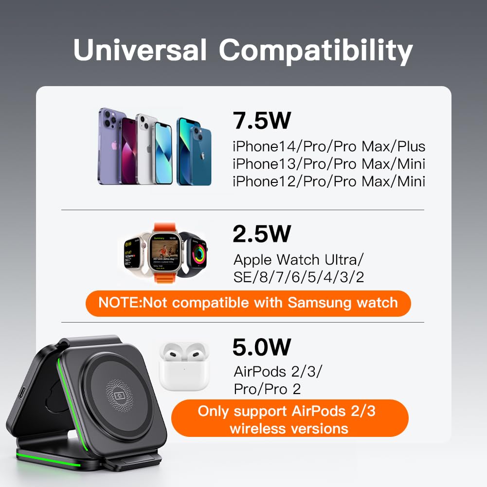 Foldable 15W Wireless Charging Station Magnetic 3 In 1 Qi Portable Wireless Charger Foldable 15W Wireless Charging Station Magnetic 3 In 1 Qi Portable Wireless Charger