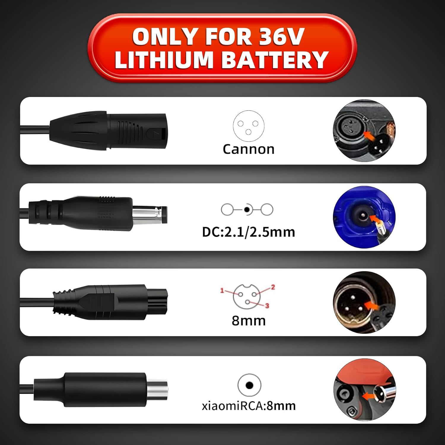 UL Listed/ CE/ SAA/ UKCA 42V 2A Replacement Electric Scooter Charger For 36V Hoverboard Charger With 5 Plugs, Compatible With Scooter Power Adapter UL Listed/ CE/ SAA/ UKCA 42V 2A Replacement Electric Scooter Charger For 36V Hoverboard Charger With 5 Plugs, Compatible With Scooter Power Adapter